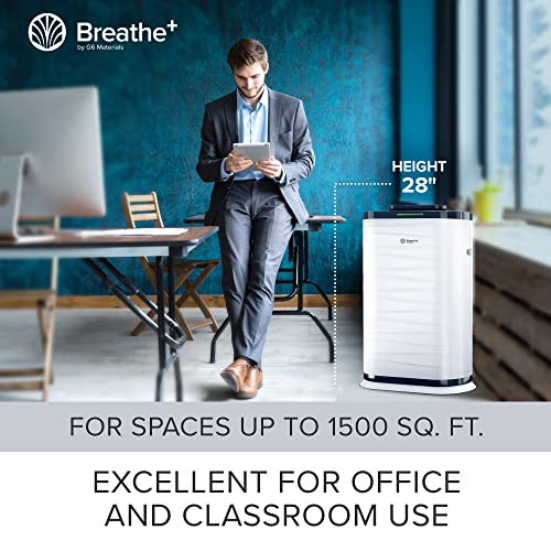 Breathe+ Pro Smart Air Purifier, H13 True HEPA Filter and Antimicrobial Graphene Filter | 1500 sq ft Coverage, Eliminates 99,97% of Allergens, Smoke Dust Pet Dander, VOCs, Odor, Bacteria and Viruses