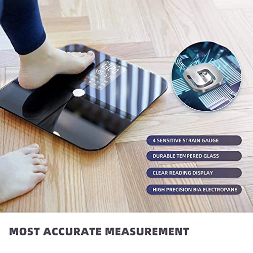 Body Fat Scale, Posture Extra Large Display Digital Bathroom Wireless Weight Scale Composition Analyzer with Heart Rate Heart Index & Body Shape Index with Free APP 400Lb Black