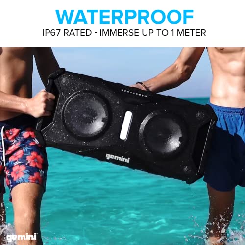 Gemini Sound Sounsplash SOSP-8BLK 400 Watt Wireless Rechargeable Floating IP67 Waterproof LED Lit Bluetooth Party Speaker with Voice Control, Cupholders and Back Storage Compartment for Pool/Beach