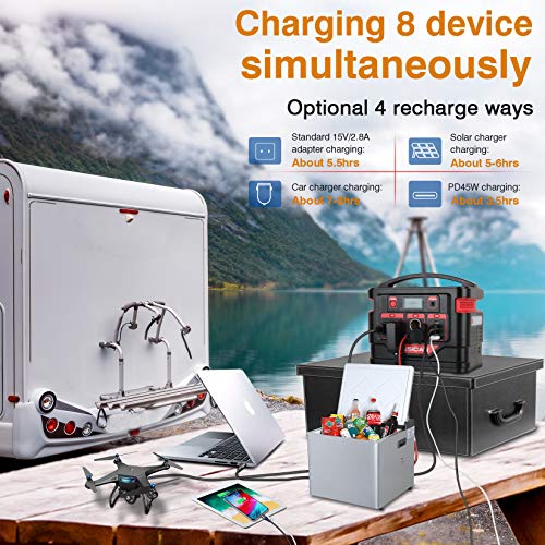 Powerful Portable Power Station, Nusican Peak 600W 80000mAh Backup Lithium Battery with 110V AC Outlet/2 DC Ports/3 USB Ports, Solar Generator for CPAP Outdoor Adventure Load Trip Camping Emergency