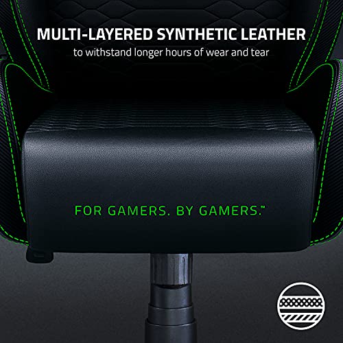 Razer Iskur X XL Gaming Chair: Ergonomically - Black/Green & Lumbar Cushion, Black