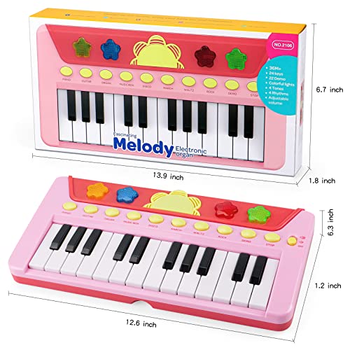 BAOLI 24 Keys Piano Keyboard for Kids, Multifunctional Portable Electronic Piano Educational Musical Instrument Toys, Birthday Gifts for Beginner Children Toddler Boys Girls Age 3-5