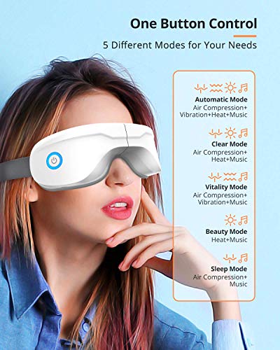 Eye Massager with Heat, Latumab Bluetooth Music Heated Massager for Migraines, Relax and Reduce Eye Strain Dark Circles Eye Bags Dry Eye Improve Sleep, Ideal Gifts for Women/Men