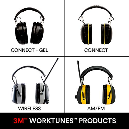 3M WorkTunes Connect + AM/FM Hearing Protector with Bluetooth Technology, Ear protection for Mowing, Snowblowing, Construction, Work Shops