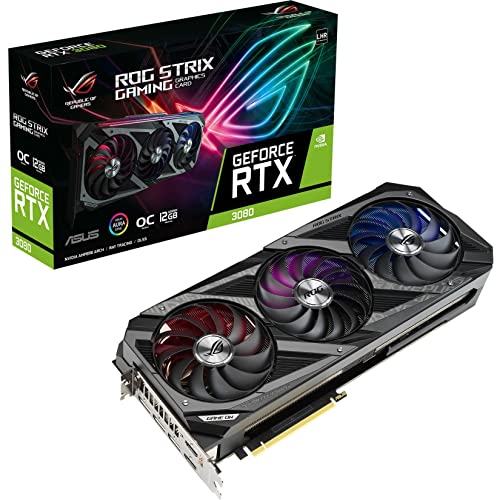 ASUS ROG Strix NVIDIA GeForce RTX 3080 OC Edition Gaming Graphics Card (PCIe 4.0, 12GB GDDR6X, LHR, HDMI 2.1, DisplayPort 1.4a, Axial-tech Fan Design, 2.9-Slot, Super Alloy Power II, GPU Tweak II)