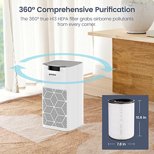 Air Purifiers For Home Large Room, Ganiza 1077ft² 23db Less Noise Air Purifiers for Pets Remove 99.97% Pollen Pet Hair Wildfire Smoke Dust, H13 HEPA Air Purifier, Odor Eliminator, Ozone Free