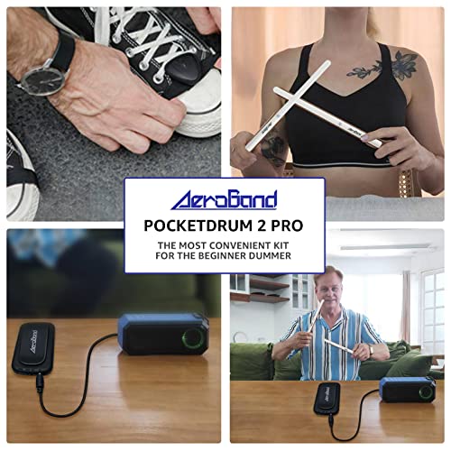 AeroBand Electronic Drum Set PocketDrum2 Pro, Air Drum Sticks & Pedals & Bluetooth Adapter, Play Drum Anywhere Anytime, Digital Percussion Machine 8 Sounds and USB Midi Kids Adult Drummer Gift
