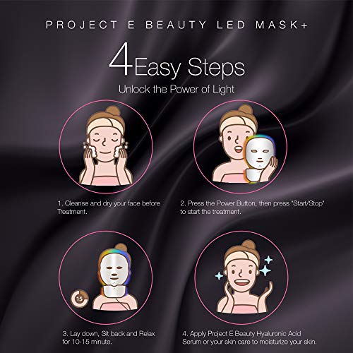 Project E Beauty LED Light Therapy Face & Neck Mask | Wireless Photon Skin Rejuvenation Red Blue Green Therapy 7 Color Treatment Anti Aging Acne Spot Removal Wrinkles Brightening Facial Skin Care Mask