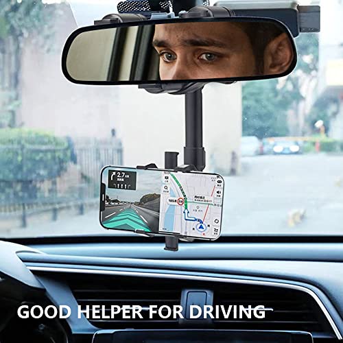 Multifunctional Rearview Mirror Phone Holder for Car 360°Rotatable and Retractable Car Phone Holder,2022 New Car Rearview Hand Free Phone Stand Holder for All Mobile Phones and All Cars