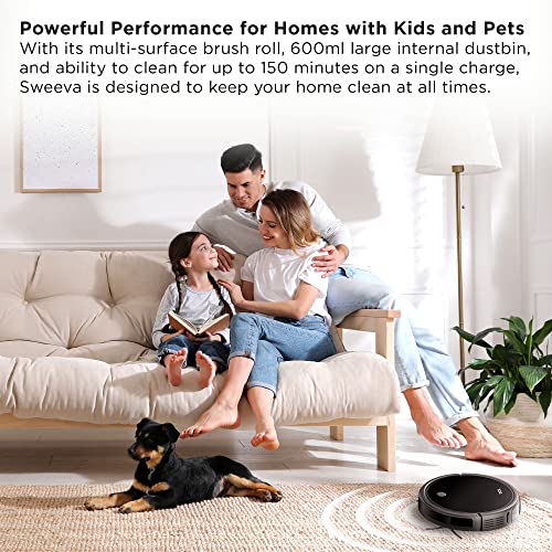 TCL Sweeva 2000 Robot Vacuum Cleaner Ultra Slim 2.76inch, 2000Pa Suction for Pet Hair, Hard Floor & Medium-Pile Carpets, 150mins Runtime, Washable HEPA Filter, WiFi & Alexa/Google Enabled