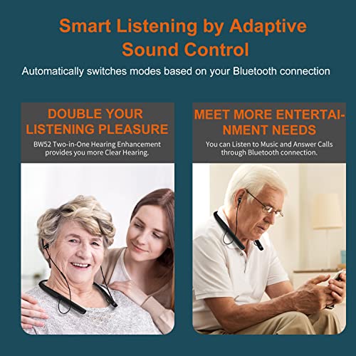 Maihear Rechargeable Bluetooth Hearing Amplifier to Aids for Seniors&Adults, Wireless Neckband Sound Amplifier Enhancer Device, Noise Cancelling, Gifts for Father and Mother