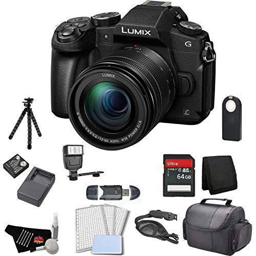 Panasonic Lumix DMC-G85 Mirrorless Micro Four Thirds Digital Camera with 12-60mm Lens Bundle with 64GB Memory Card + Replacement Battery + Carrying Case+ LCD Screen Protectors + More