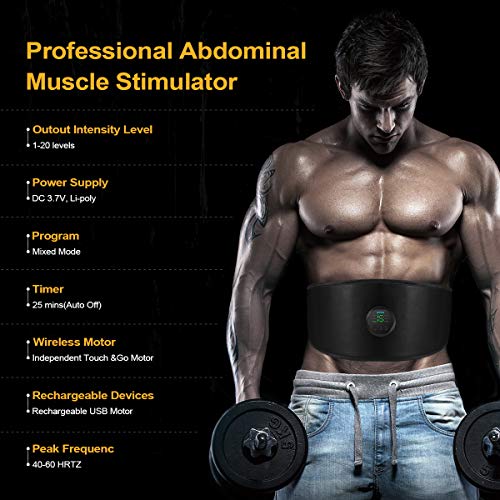 Abdominal Muscle Toner, ABS Training Workout Belt Body Toning Gear Waist Trimmer Fitness Wirless Belt for Men Woman Abdomen/Arm/Leg Home Office Exercise