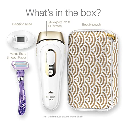 Braun IPL Hair Removal for Women and Men, Silk Expert Pro 5 PL5137 with Venus Swirl Razor, FDA Cleared, Permanent Reduction in Hair Regrowth for Body & Face, Corded (Packaging May Vary)