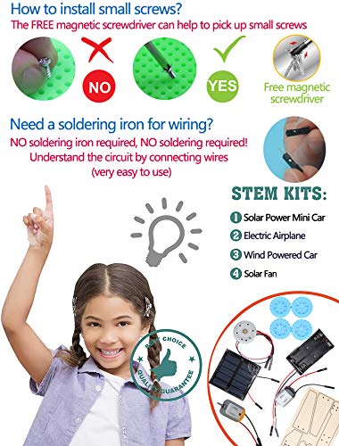 4 in 1 Solar Power & Electric Motor STEM Kits,Science Experiment Projects for Kids Beginners,Electronic Assembly Solar Powered Toy Kit,DIY Educational Engineering Experiments for Boys and Girls