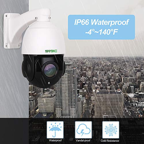 High Speed 5MP PTZ POE Camera Outdoor, SV3C POE Home Security IP Cam, 20X Optical Zoom Pan Tilt, HD 200FT IR Auto Night Vision, IP66 Waterproof, Motion Detect, Remote Access, RTSP, H265, 4.7-84.6mm
