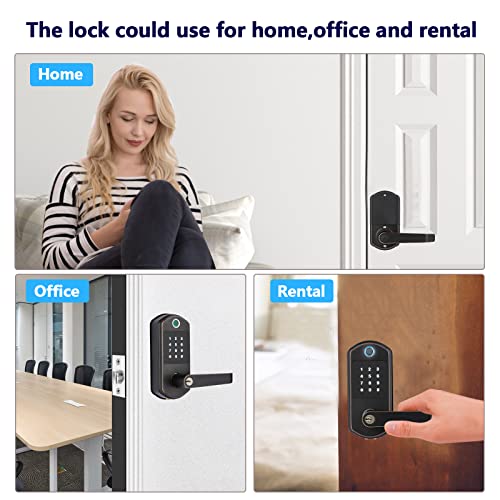 Smart Door Lock, Scyan X10, 5 in 1 Fingerprint Biometric Door Lock, Touchscreen Keypad Door Lock, Key Fob, Auto Locking, for Office, Home, Airbnb, Rental House (Aged Bronze)