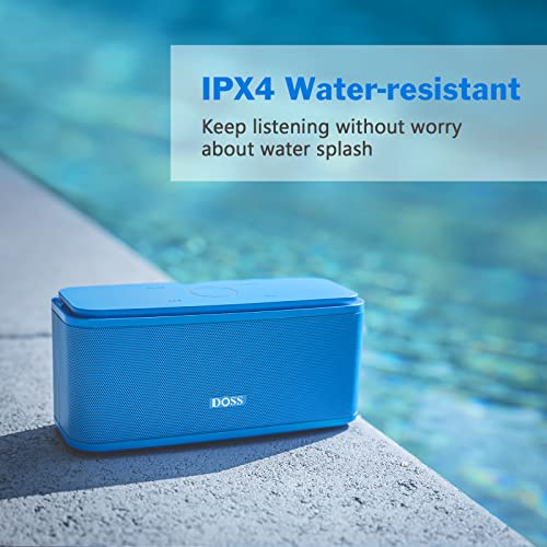 Bluetooth Speaker, DOSS SoundBox Touch Portable Wireless Speaker with 12W HD Sound and Bass, IPX4 Water-Resistant, 20H Playtime, Touch Control, Handsfree, Speaker for Home, Outdoor, Travel-Blue