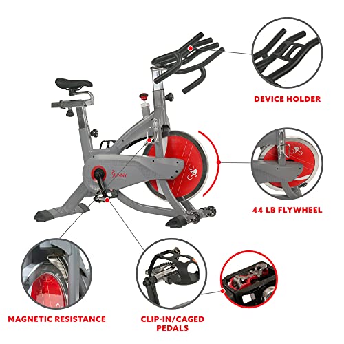 Sunny Health & Fitness AeroPro Indoor Cycling Exercise Bike with 44 LB Flywheel and Magnetic Resistance - SF-B1711, Grey