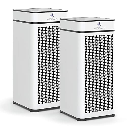 Medify MA-40-UV Air Purifier, White, 2-Pack & MA-15 Air Purifier with H13 HEPA filter - a higher grade of HEPA | '3-in-1' Filters | 99.9% removal in a Modern Design - White 1Pack…