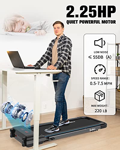 REDLIRO Under Desk Treadmill, 2 in 1 Motorized Portable Foldable Treadmill Compact Fold Up Walking Pad, Sturdy Folding Treadmill for Small Space with Remote Control LED Display for Home & Office Use