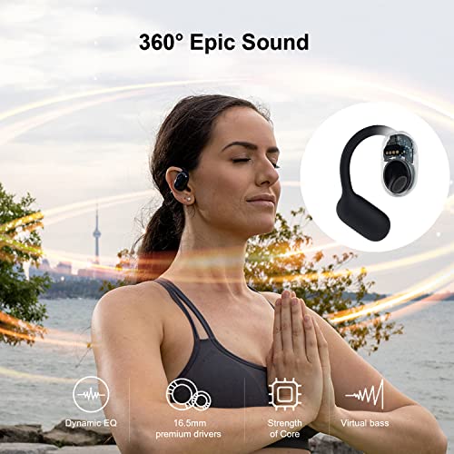 Oladance Open Ear Headphones Bluetooth 5.2 Wireless Earbuds for Android & iPhone, Open Ear Earbuds with Dual 16.5mm Dynamic Drivers, Up To 16 Hours Playtime Waterproof Sport Earbuds -Interstellar Blue