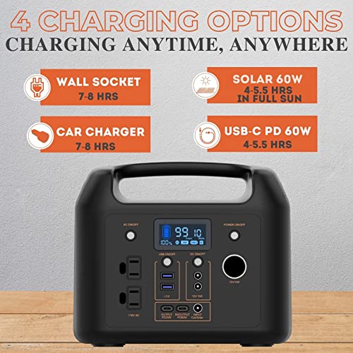 SU0HUI 300W Portable Power Station, 299Wh Backup Lithium Battery, Pure Sine Wave AC Outlet Outdoor Solar Generator (Solar Panel Not Included), USB-C PD60W Portable Generator for Camping CPAP Blackout
