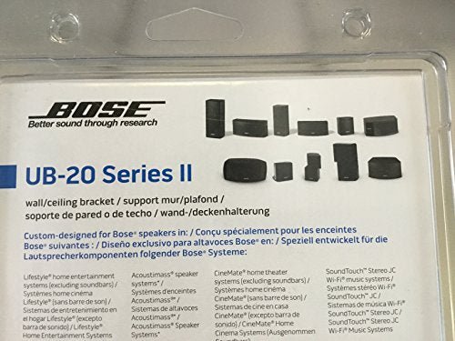 Bose UB-20 Series II Wall/Ceiling Bracket Black & Wall Bracket Soundbar Wall Bracket Black (802171-0010)