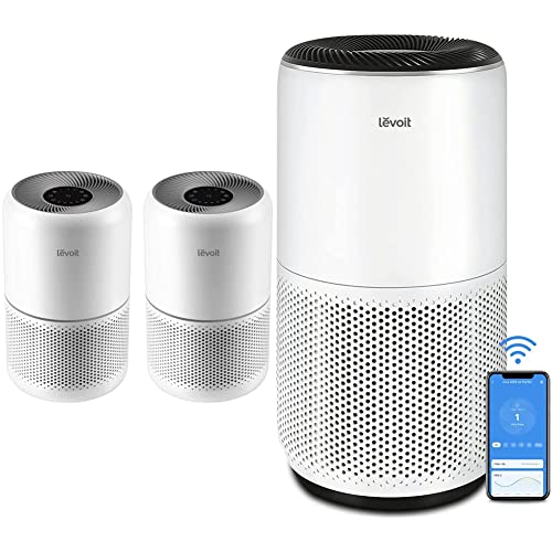 LEVOIT Air Purifier, White & Air Purifiers for Home Large Room, Smart WiFi and PM2.5 Monitor H13 True HEPA Filter Removes Up to 99.97% of Particles, 1005 sq.ft, White