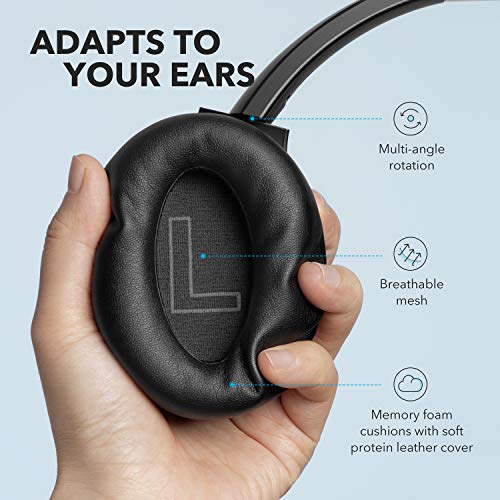 Anker Soundcore Life Q20 Hybrid Active Noise Cancelling Headphones, Wireless Over Ear Bluetooth Headphones, 40H Playtime, Hi-Res Audio, Deep Bass, Memory Foam Ear Cups, for Travel, Home Office