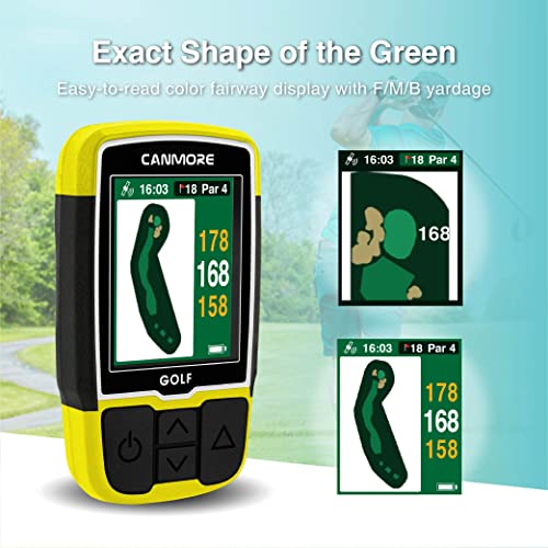 CANMORE HG200 Plus Golf GPS - (Bundle) + Another Charging Cable & Magnet & Clipper - Easy-to-Read Color - preloaded 40,000 Course map Worldwide Shape of The Green and The Fairway