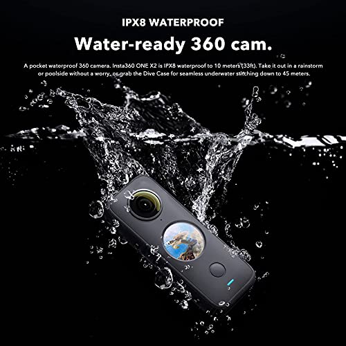 Insta360 ONE X2 360 Degree Waterproof Action Camera Bundle with Invisible Selfie Stick, Carrying Case, and Tempered Glass Screen Protectors