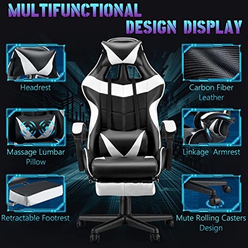 Bunny Pink Gaming Chair and Massage White Gaming Chair Bundle