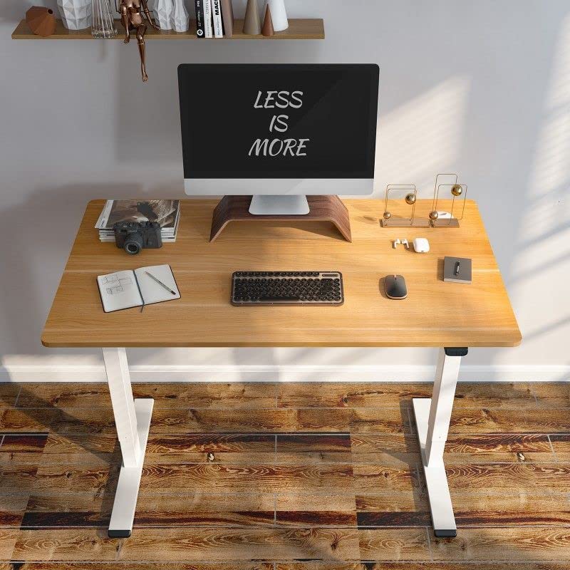 FLEXISPOT Essential Adjustable Desk, Electric Standing Desk Sit Stand Desk, 48 x 24 Inches Whole-Piece Bamboo Desk Top Home Office Table Stand up Desk(EC1 Classic Black Frame+Rectangular Top)