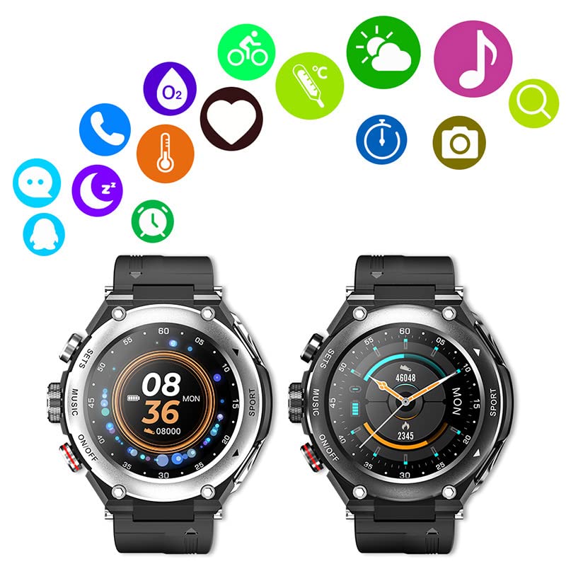 2 PC Guiqu Smart Watch with 6D Stereo Bluetooth Earbuds, 1.3 in Touch HD Screen, IP67 Waterproof Pedometer, Call Receive, 15 Days Battery Life, GPS Sports Watch for Android Phones and iOS Compatible