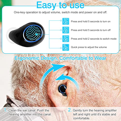 Hearing Aids, Tomore Hearing Aid for Adults, Hearing Aids for Seniors Rechargeable with Noise Cancelling, 8-Channel Digital Hearing Amplifier with Adjustable Frequencies & Modes