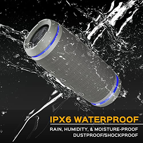 TREBLAB HD77 Gray - Premium Bluetooth Portable Speaker - 360° HD Surround Sound - Wireless Dual Pairing - 25W of Stereo Sound - DualBass Technology - IPX6 Waterproof Design with up to 20H of Run Time