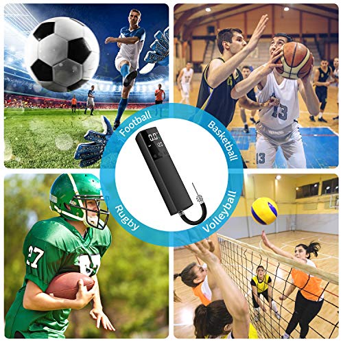 Electric Ball Pump, Smart Air Pump Portable Fast Ball Inflation with Precise Pressure Gauge and Digital LCD Display for Football Basketball Volleyball Football (2 Pin and 1 Spout)