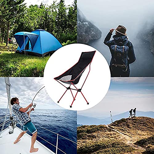 Portable Compact Ultralight High Back Moon Chair with Carry Bag for Hiking, Outdoor Camping, Backpacking, Festival, Travel, Beach, Picnic, Fishing (Orange)