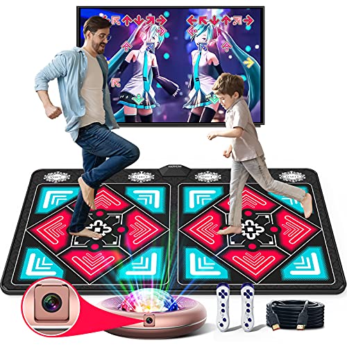 Dance Mat for TV, HAPHOM Wireless HDMI Musical Electronic Dance Mats, Double User Dance Pad Non-Slip with HD Camera Host, Dancing Mat for Kids and Adults, Gift for Girls & Boys