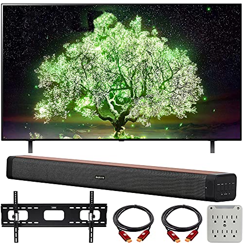 LG OLED48A1PUA 48 Inch A1 Series 4K HDR Smart TV with AI ThinQ Bundle with Deco Home 60W 2.0 Channel Soundbar, 37-70 inch TV Wall Mount Bracket Bundle and 6-Outlet Surge Adapter