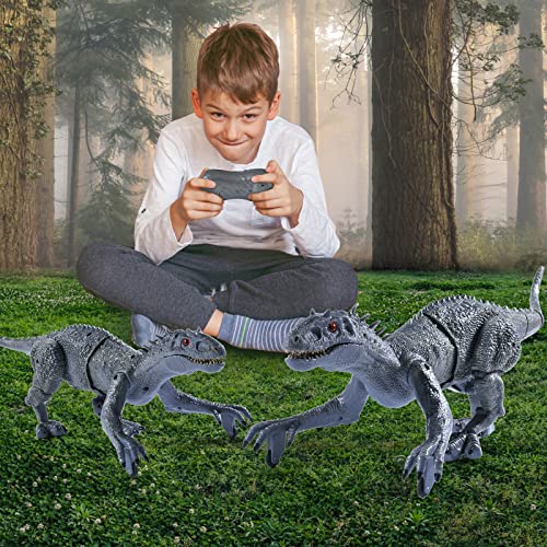 Remote Control Dinosaur Toy for Kids 3-5 5-7 8-12, Electric Robot Dinosaur for Boy Gift Imitates with Lights and Sounds, Walking Roaring Simulation Velociraptor Rechargeable