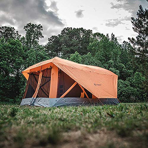 Gazelle Tents™, T4 Plus Hub Tent, Easy 90 Second Set-Up, Waterproof, UV Resistant, Convertible Screen Room, Removable Floor, Ample Storage Options, 4-8 Person, Sunset Orange, 78" x 94" x 165", GT450SS