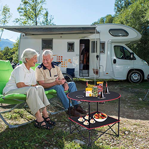 Camping Table Folding Picnic Table with 4 Cup Holders and Carrying Bags Collapsible Canvas Portable Tables Folding for BBQ Outdoor Fishing