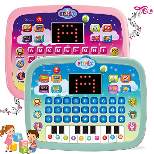 Wenbeier Kids Tablet/Toddler Learning Pad with LED Screen Teach Alphabet, Numbers, Word, Music, Math, Early Development Interactive Electronic Toy for Boys & Girls 3 Years+