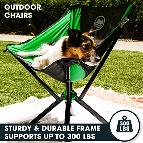 Cliq Camping Chair - Most Funded Portable Chair in Crowdfunding History. | Bottle Sized Compact Outdoor Chair | Sets up in 5 Seconds | Supports 300lbs | Aircraft Grade Aluminum (Moss)