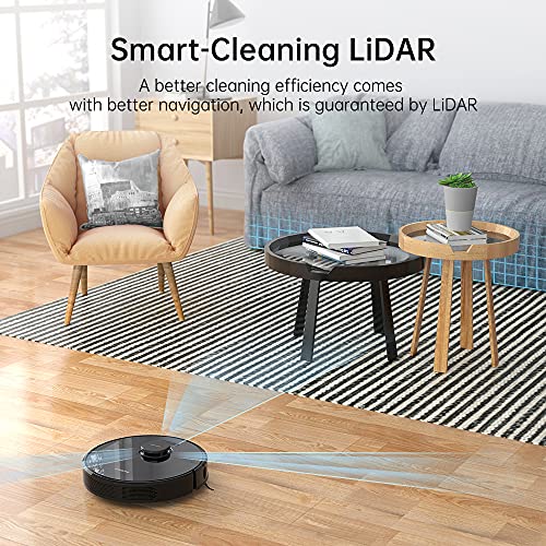 Dreametech D9 Pro Robot Vacuum and Mop Cleaner, Lidar Navigation Robot Vacuum Sweep and Mop 2-in-1, 4000Pa Strong Suction Power, 150min Runtime, Smart Mapping with Moisture-Proof pad