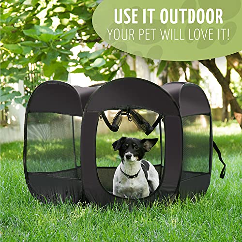 Zone Tech Portable Foldable Pet Playpen Tent – Medium Size Premium Quality Indoor Outdoor Mesh Open Air Exercise Pop-Up Playen Tent for Dogs and Cats