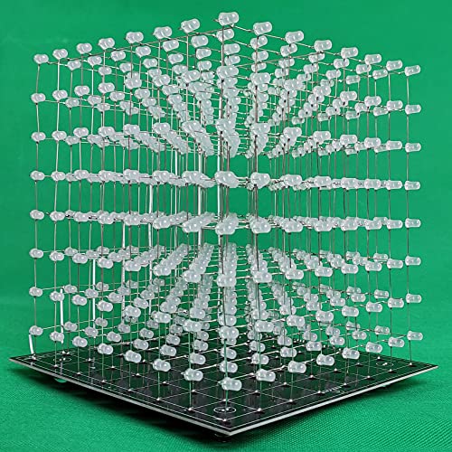 Hexidos 8x8x8 LED Cube Kit DIY Electronic Kit Soldering Project Kit, User Needs to Solder The LED, and The Displayed Content Can Be Modified [3D8C-MULTI]