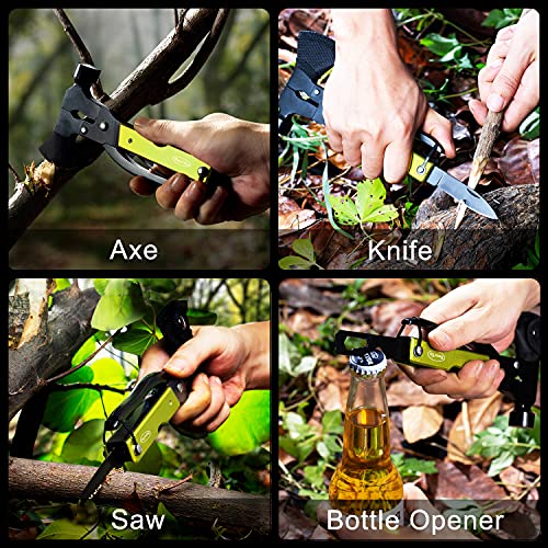 Gifts for Men Dad Husband Gifts for Him Mens Gifts RoverTac Camping Multitool Hatchet Survival Gear 14 in 1 Stainless Steel Axe Hammer Knife Saw Screwdrivers Pliers Bottle Opener Durable Sheath